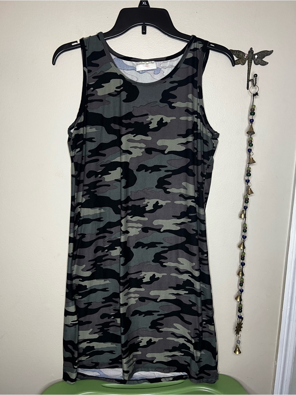 Bobbie Brooks Olive & Black Camo Midi Tank Dress -L